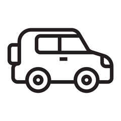 Car icon, vehicle symbol, transportation and travel concept, black and white vector illustration isolated on white background.