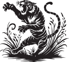 Tiger Attack Royalty in the Wight background