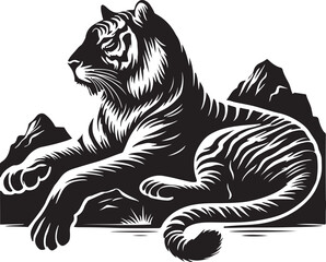 Tiger silhouette in the Wight background