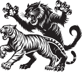 Tiger Attack Royalty in the Wight background