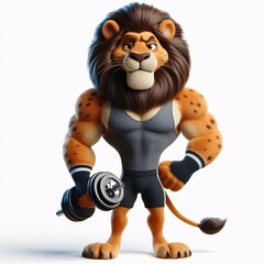 Cartoonized animal characters describing fitness and healthy life on a white background
