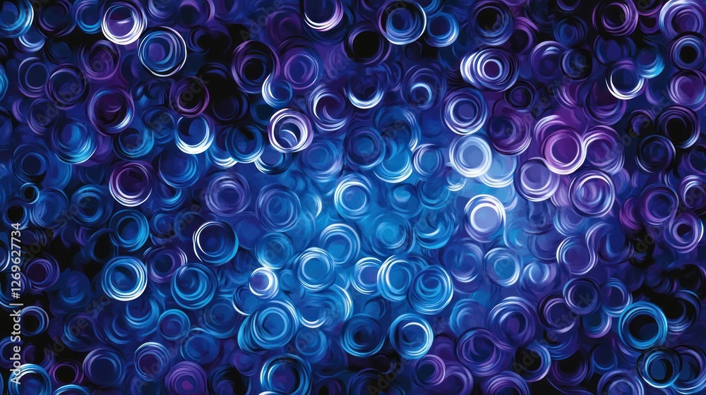 Poster abstract blue and purple concentric circles pattern