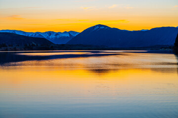 Scenic view around Lake Ruataniwha twizel new zealand