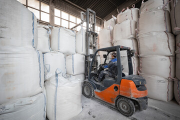 Gypsum factory raw stuff sack warehouse