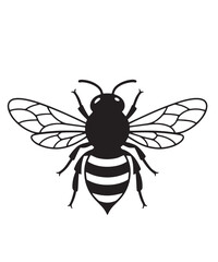 Black and White Bee Silhouette – Vector Insect Illustration