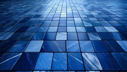 Obraz premium close up view of a floor clad in rectangular blue slate tiles a smooth uniform of marble stone surface with subtle variations in shade and texture creating a visually appealing modern aesthetic