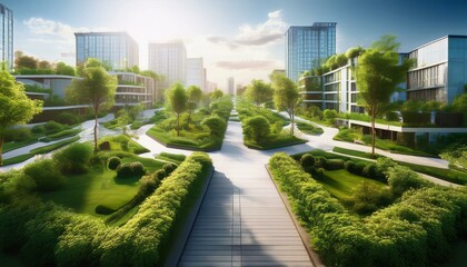 urban climate adaptation strategy depicting green spaces and pathways