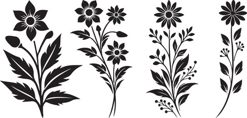 a black and white floral design