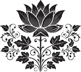 Vector black silhouettes of flowers isolated on a white background.