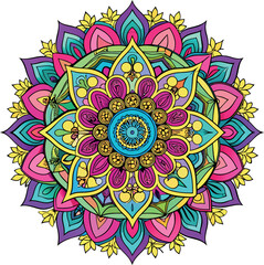 Hand drawing Mandala Vector  design, Mandala pattern colored background, Vector Illustration.
