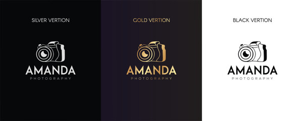 camera logo, modern photography signature logo and color variation  vector