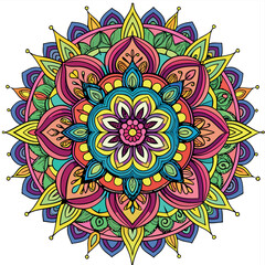 Hand drawing Mandala Vector  design, Mandala pattern colored background, Vector Illustration.