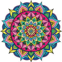 Hand drawing Mandala Vector  design, Mandala pattern colored background, Vector Illustration.