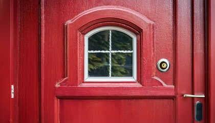 Obraz premium close up of red door with little window
