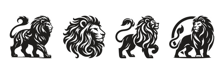 Lion logos vector illustration collection set