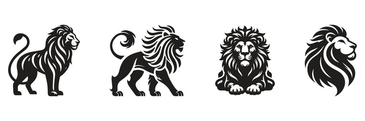 Obraz premium Lion logos vector illustration collection set