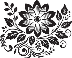 black and white floral design