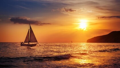 Fototapeta premium sailboat at sunset