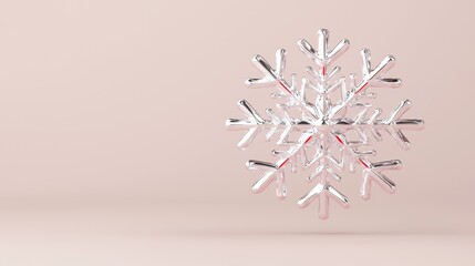 Obraz premium Winter wonderland snowflake design minimalist background 3d art calm environment close-up viewpoint