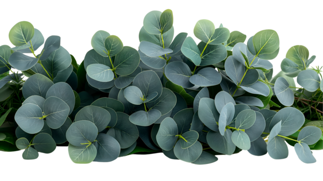 Dusty Blue Eucalyptus Natural Greenery, Fresh Floral Design for Nature Themes, isolated on transparent background.