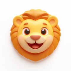Cute cartoon lion face with bright colors and friendly expression ideal for children's decor or educational materials