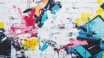 Obraz premium Vibrant Street Art Graffiti, Urban Location, Visual Art, City Environment, Close-Up View, Abstract Design