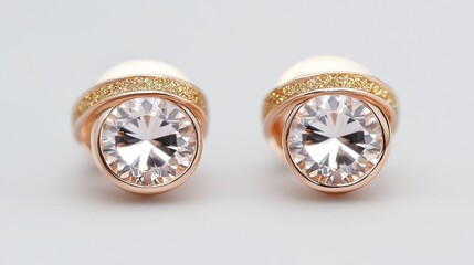 Elegant diamond earrings showcase jewelry store photography minimalist background close-up luxury fashion