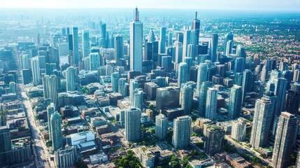 Fototapeta premium Spectacular Aerial View of Toronto's Modern Skyline on a Clear Day