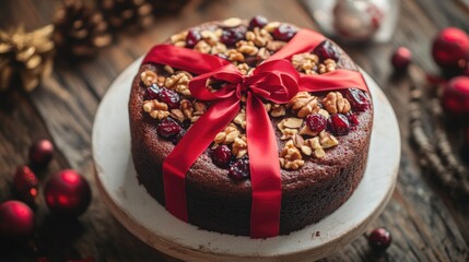 Naklejka premium Cake with Red Ribbon