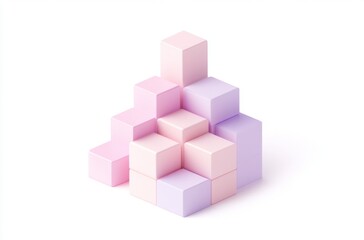 Pastel-colored stacked blocks, geometric shapes, white background, abstract design for presentation