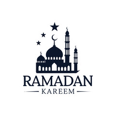 ramadan kareem silhouette logo vector line art logo design