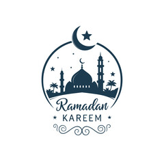 ramadan kareem silhouette logo vector line art logo design