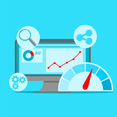 Audience engagement analysis, social media post engagement analysis, digital marketing reports. social media post report vector in flat style. EPS 3