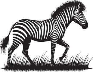 zebra and horse silhouette on white background