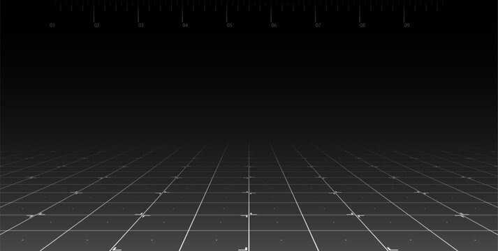 Digital grid flor.Futuristic perspective wireframe with grid line.Technology background for product presenation.