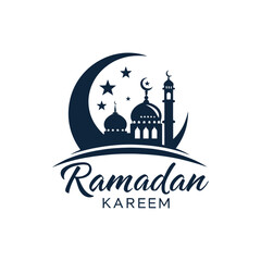 ramadan kareem silhouette logo vector line art logo design