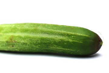 Close-up Studio Shot of Fresh Green Cucumber Isolated on White Surface