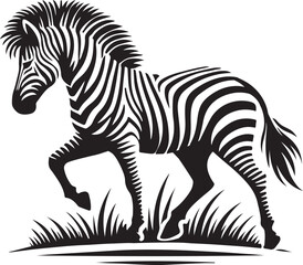 zebra and horse silhouette on white background
