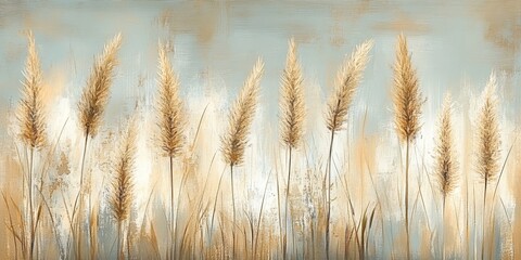 Fototapeta premium Neutral Tone Abstract Watercolor of Stylized Grass, Minimalist Design With Airy and Elegant Feel