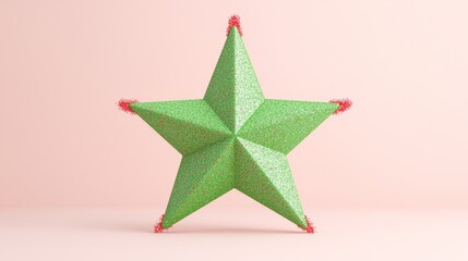 Obraz premium Festive green star decoration holiday setting digital art cheerful atmosphere front view celebration concept