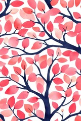 Delicate Coral Watercolor Floral Pattern, Minimalist Botanical Design, Gentle Soft Focus Background