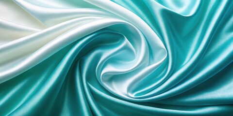 Fototapeta premium Abstract soft gradient color white and cyan spiral swirl silk cloth wallpaper