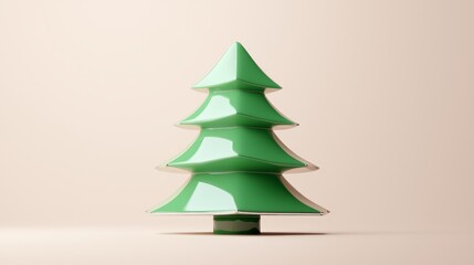 Fototapeta premium Elegant green christmas tree decoration indoor studio setup 3d model minimalist approach close-up viewpoint