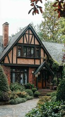 Charming Tudor Home with Exposed Wooden Beams and Lush Garden