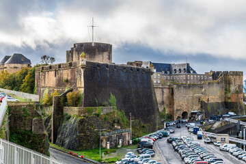 A view towards the military castle at Brest, France in autumn