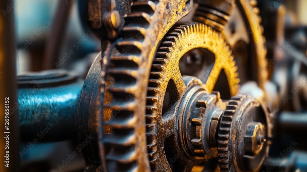 Poster Rusty Gears Intermeshing In An Old Machine