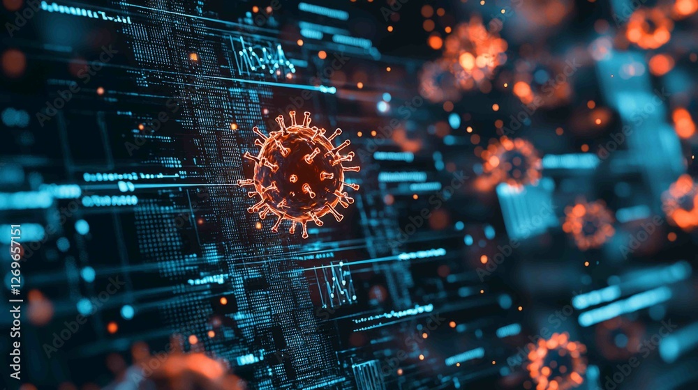 Poster close up of secure digital network interface in abstract design