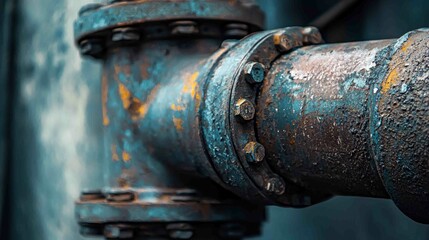 Close-Up of an Air Pipe Elbow Joint with Weathered Patina Finish