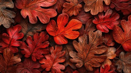 Fototapeta premium Autumn leaves, textured backdrop, fall colors, design element, use for wallpapers, backgrounds, or seasonal themes