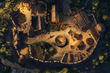 Dnd tactical map layout for siege camp adventure, featuring detailed terrain and strategic elements for immersive tabletop gaming engagement